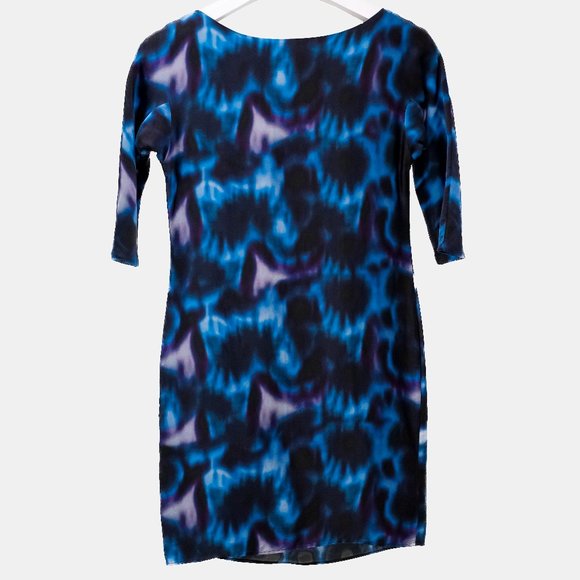 Erdem Abstract Blue Print Shift Knee-Length Dress - Picture 3 of 9